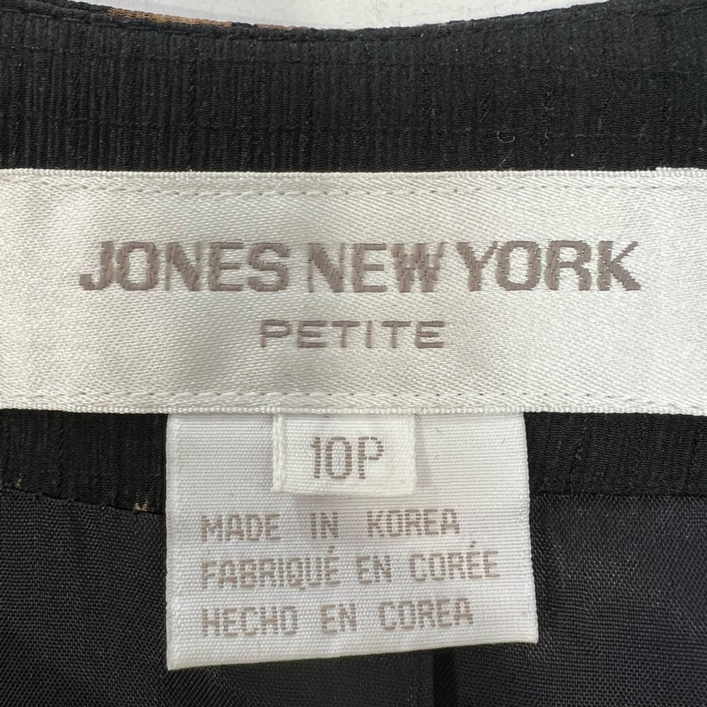 SOLD Jones New York 100% silk Floral Black and tan Women's Jacket blazer 10P - Picture 11 of 13